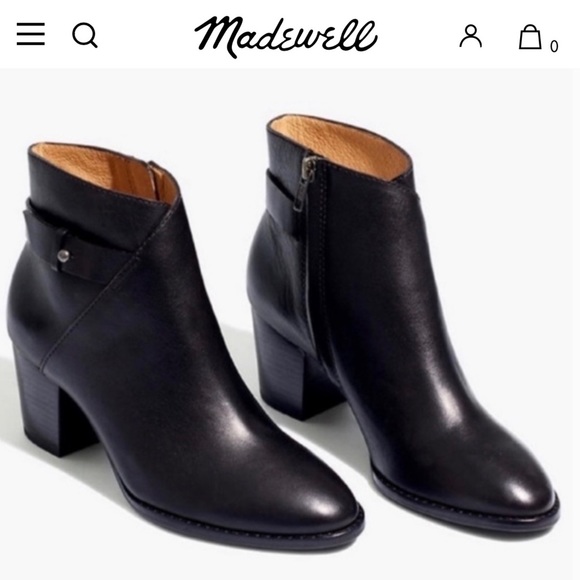 Madewell Shoes - Madewell The Kelci Heeled Boot Black 7 Leather Ankle Booties Classic Minimalist